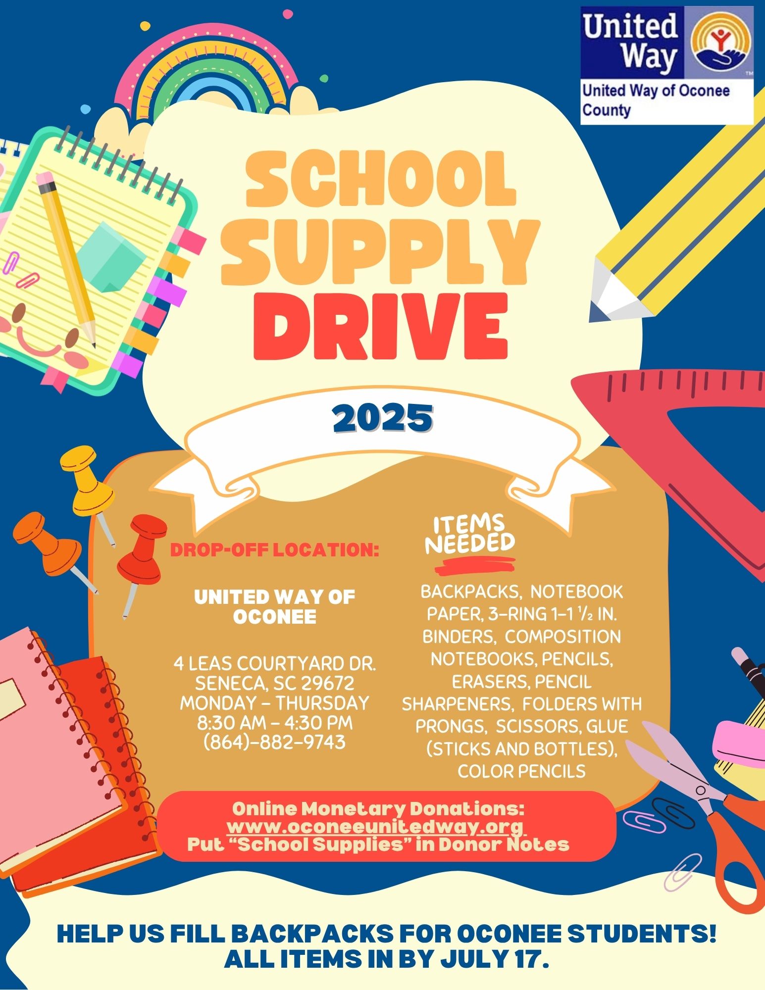 2025 School Supply Drive Flyer