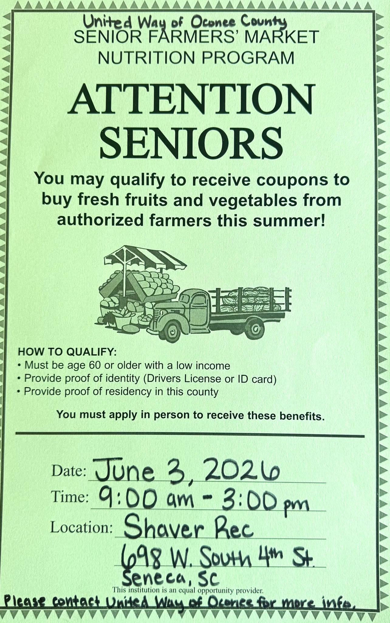 June 3, 2026 9am-3pm Shaver Rec