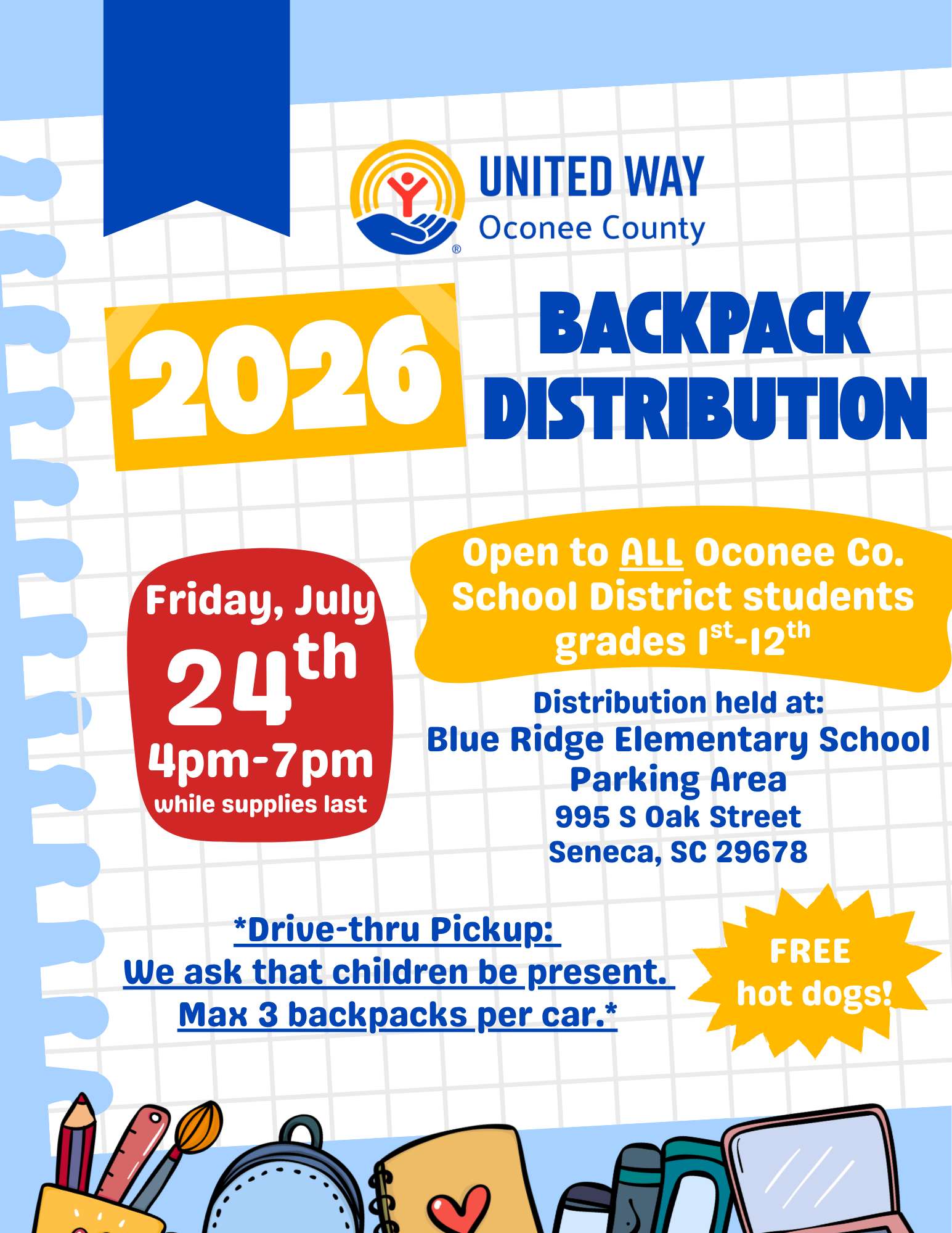 2026 UWOC Backpack Distribution Flyer
