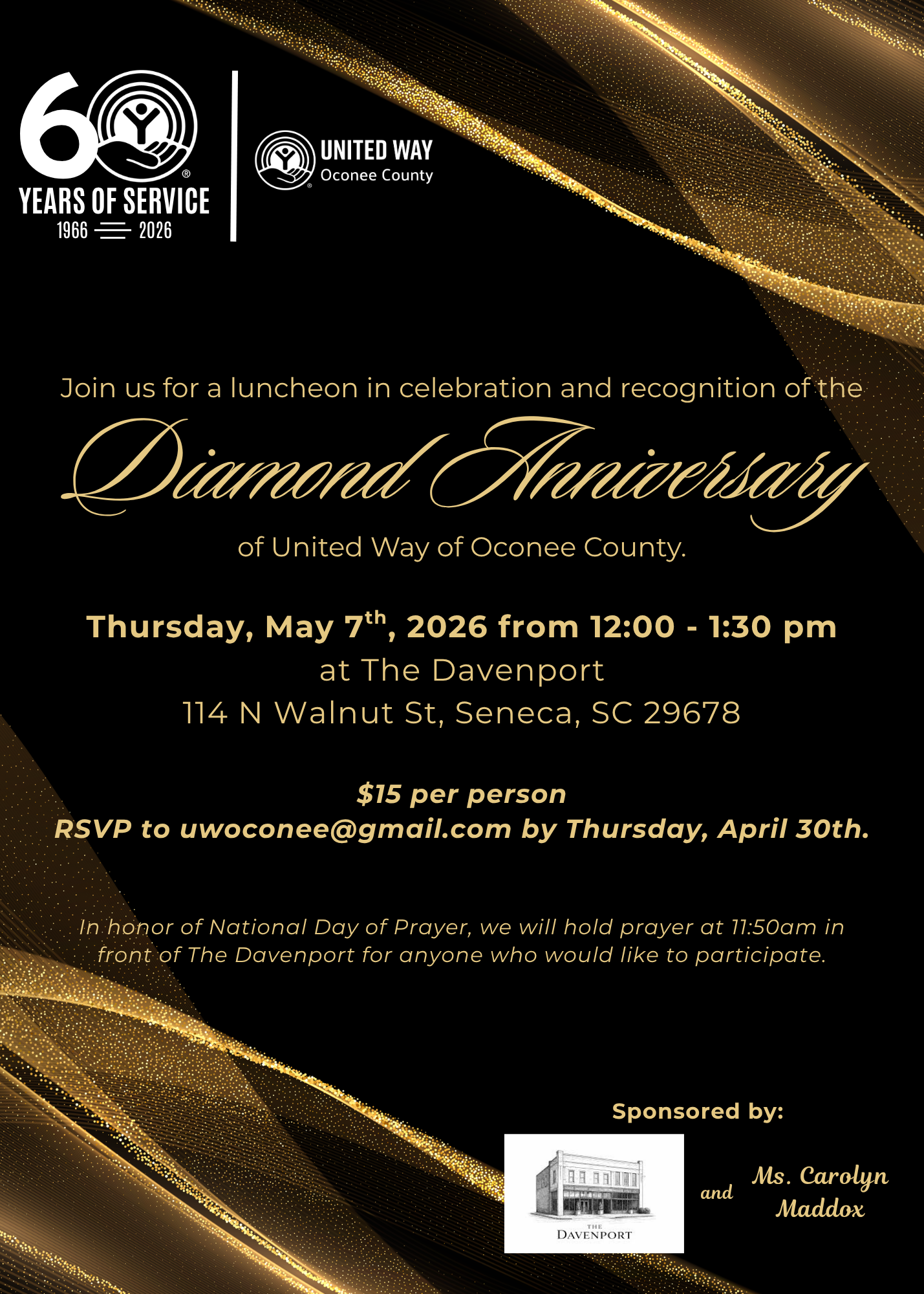 May 7 12-1:30 at The Davenport